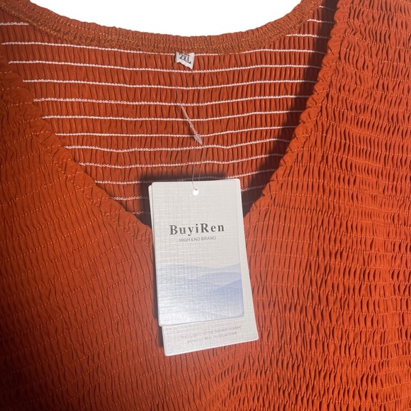 Brown and Orange Pleated Long Sleeve Sundress‎ NWT - Picture 3 of 6